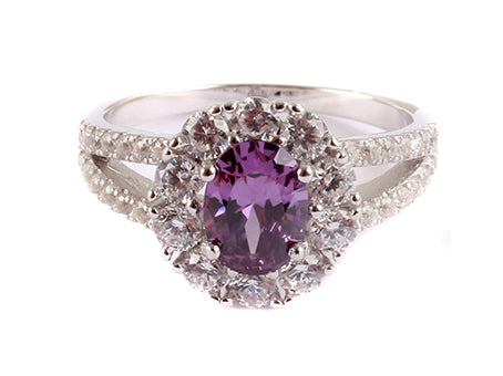 A Amethyst & White Cubic Zirconia Ring