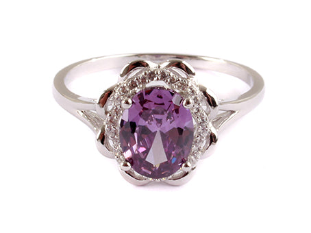 A Amethyst & White Cubic Zirconia Ring.