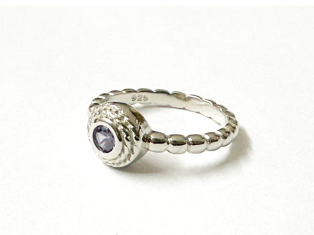 A Amethyst Cz Silver Ring.