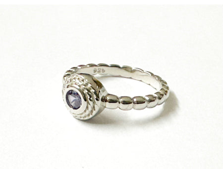 A Amethyst Cz Silver Ring.