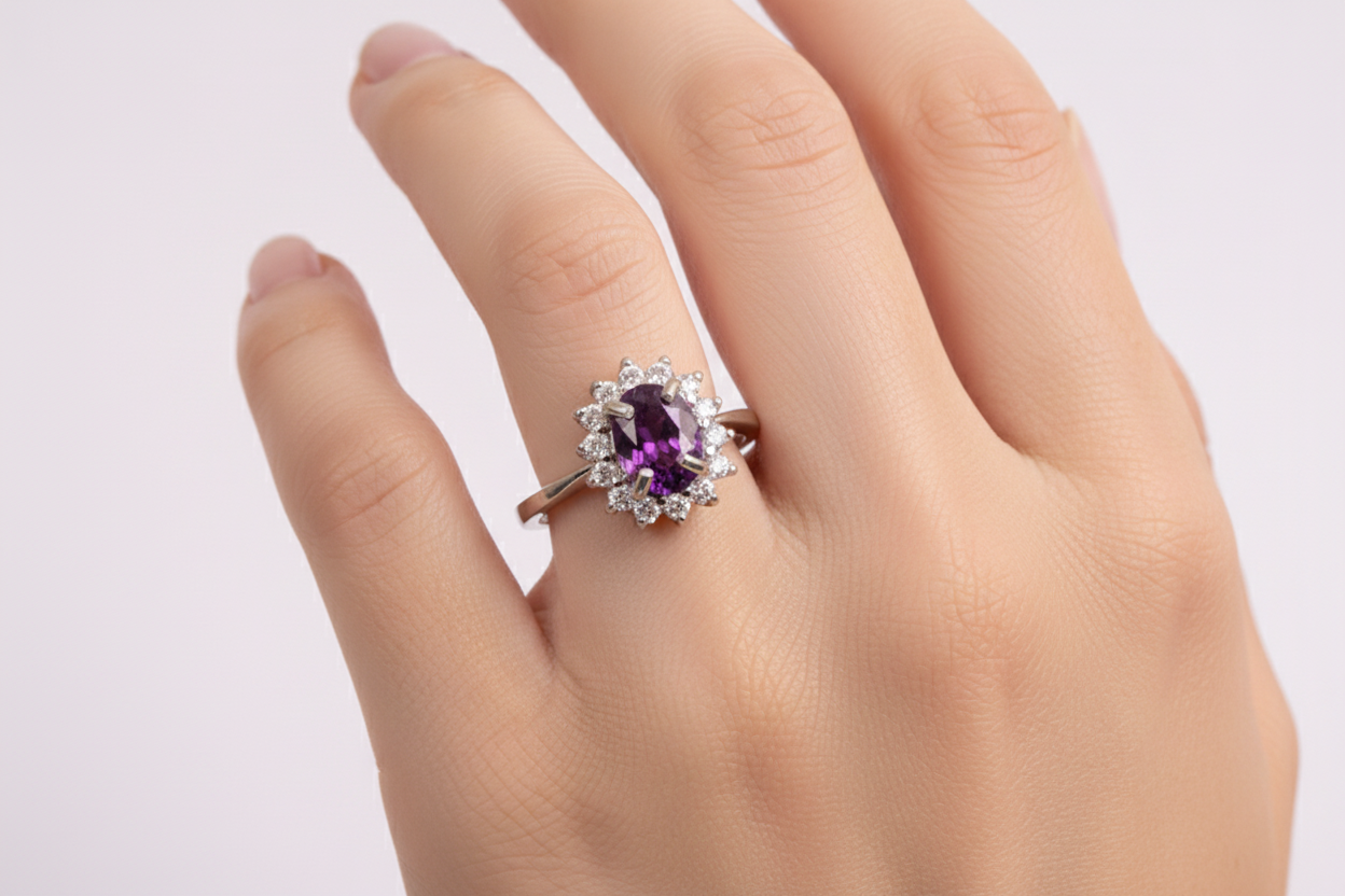 Amethyst Cubic Zirconia Ring