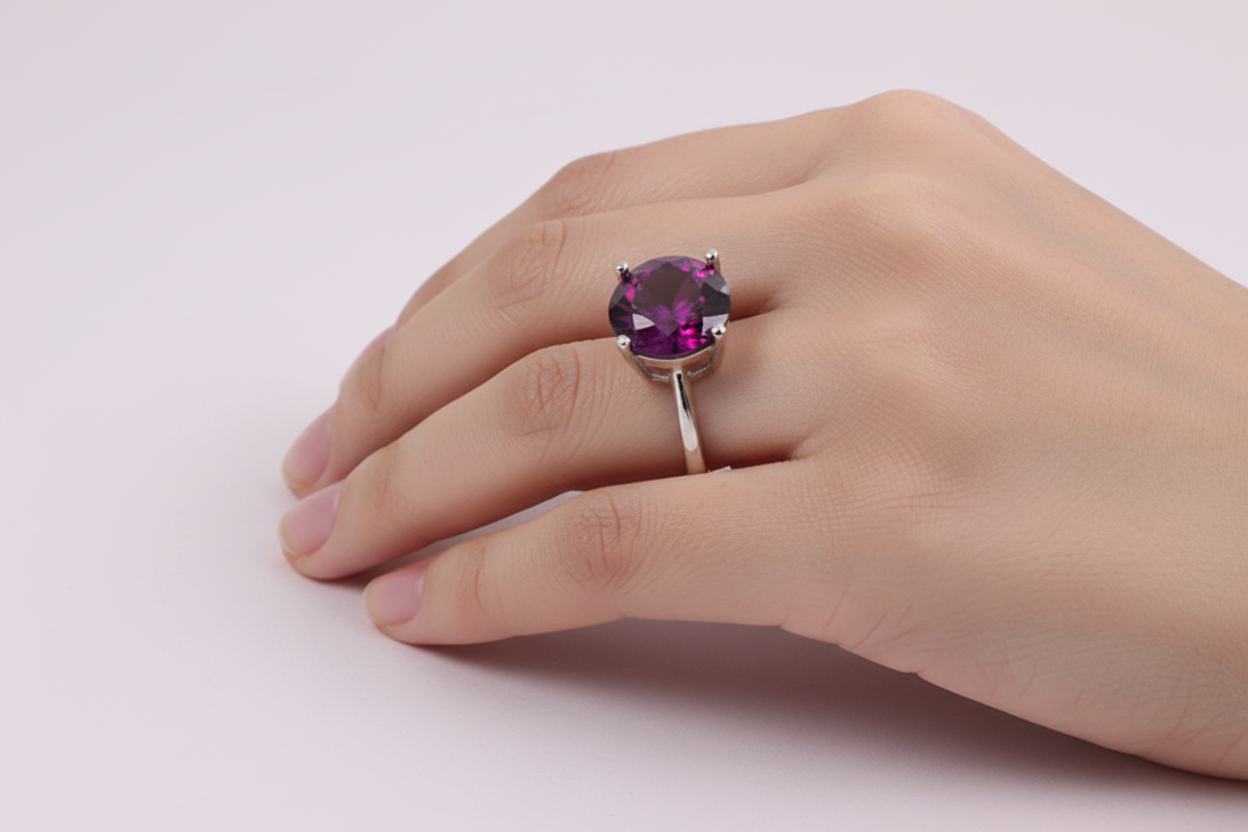 Amethyst Cubic Zirconia Ring