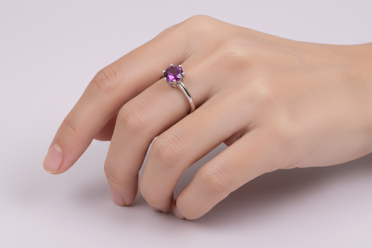 Amethyst Cubic Zirconia Ring