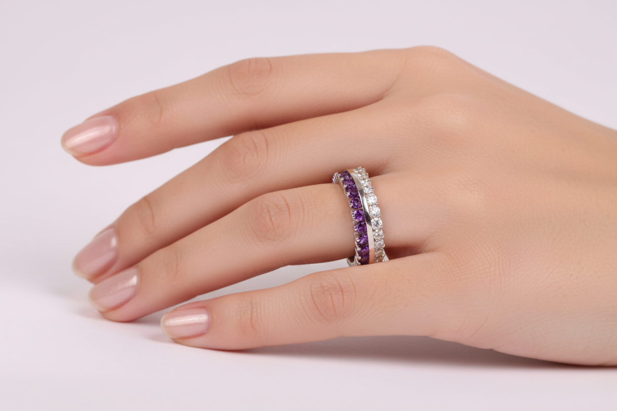 Amethyst Cubic Zirconia Ring