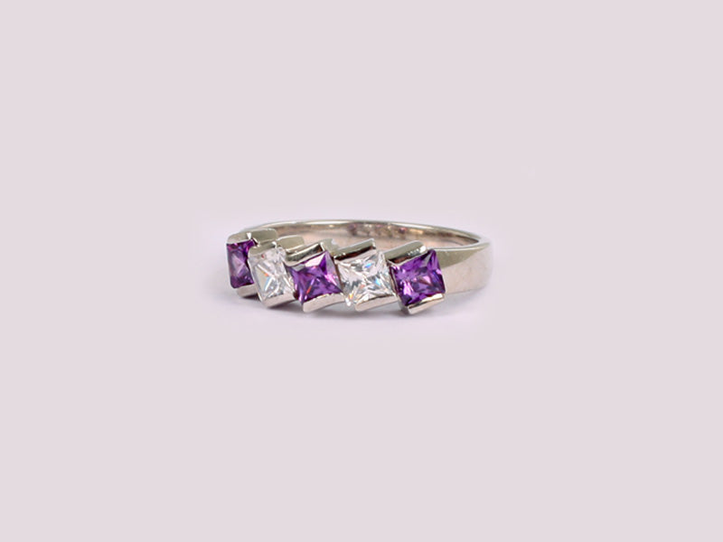Amethyst Cubic Zirconia Ring