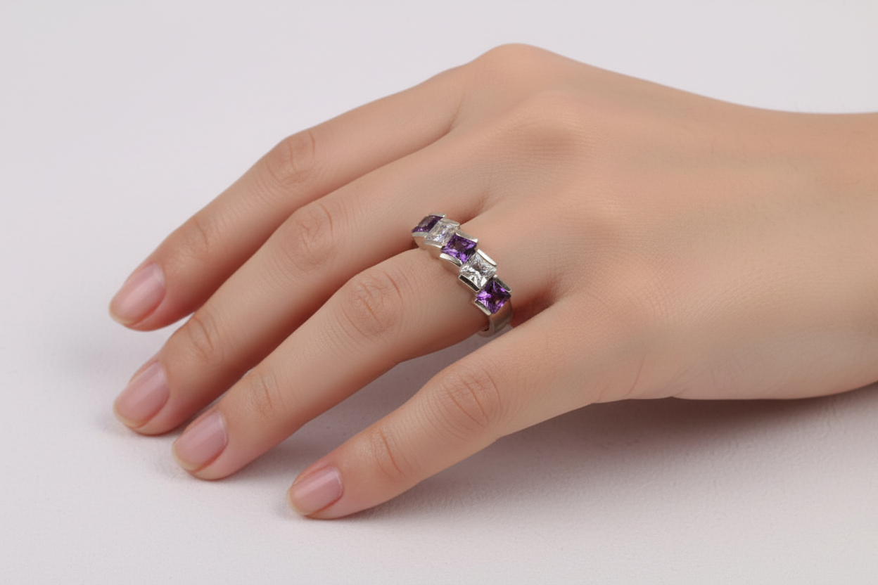 Amethyst Cubic Zirconia Ring