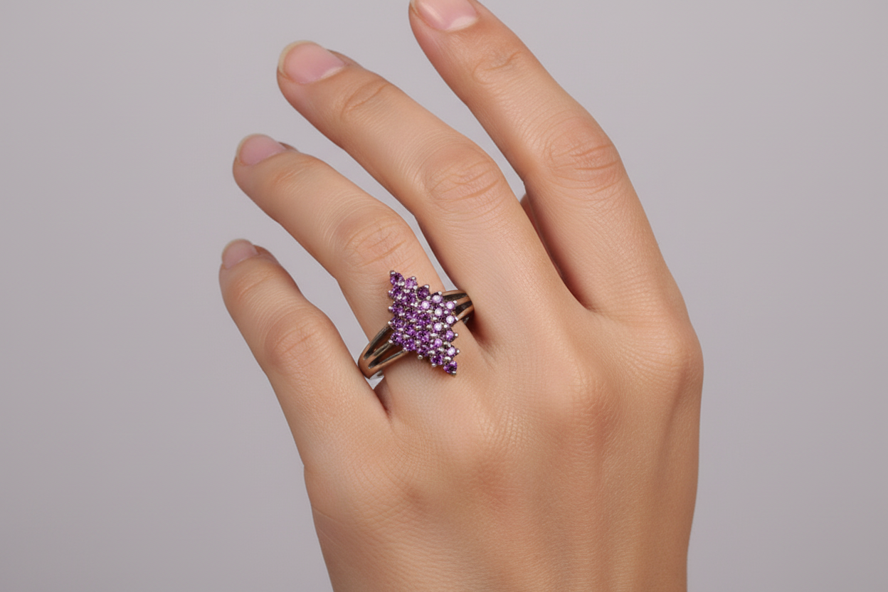 Amethyst Cubic Zirconia Ring