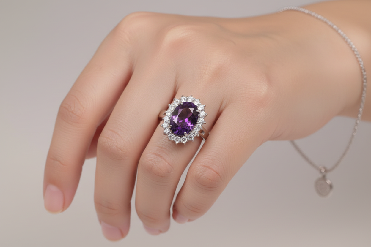 Amethyst Cubic Zirconia Ring