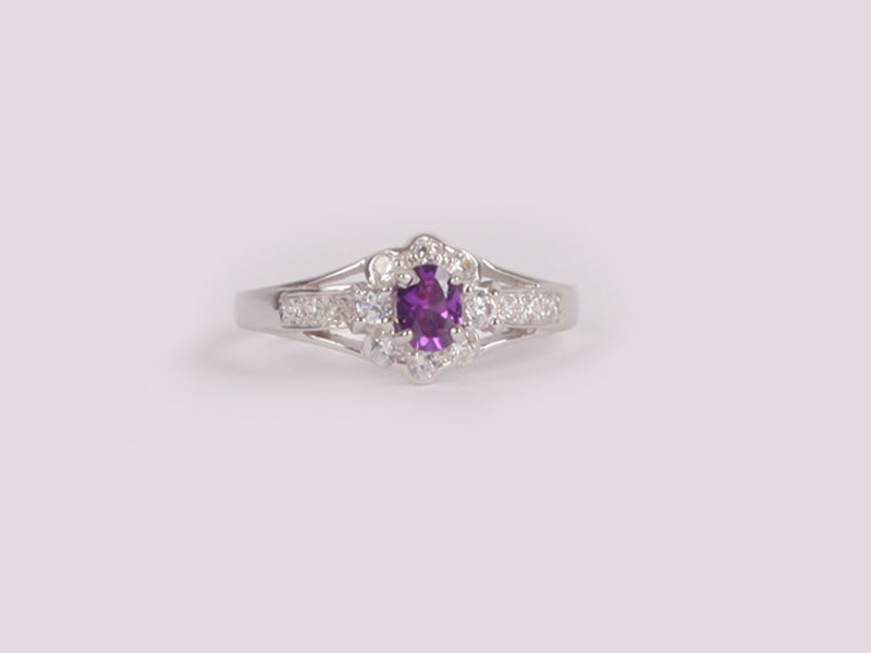 Amethyst Cubic Zirconia Ring