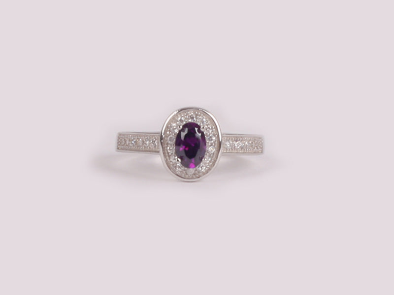 Amethyst Cubic Zirconia Ring