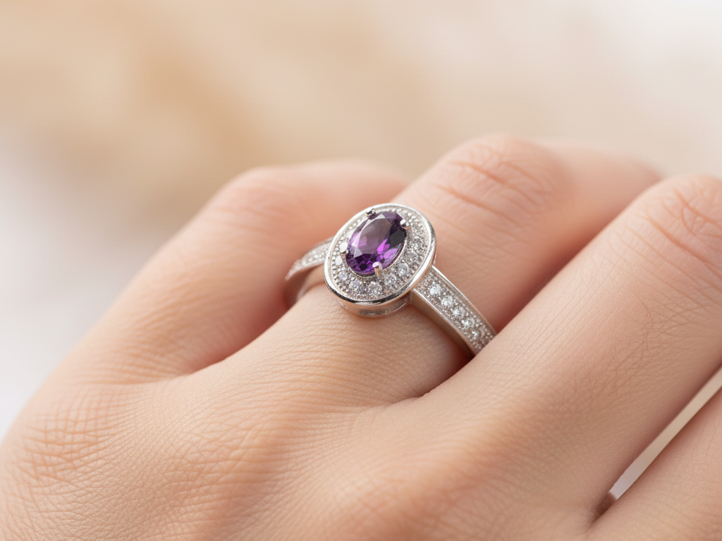 Amethyst Cubic Zirconia Ring