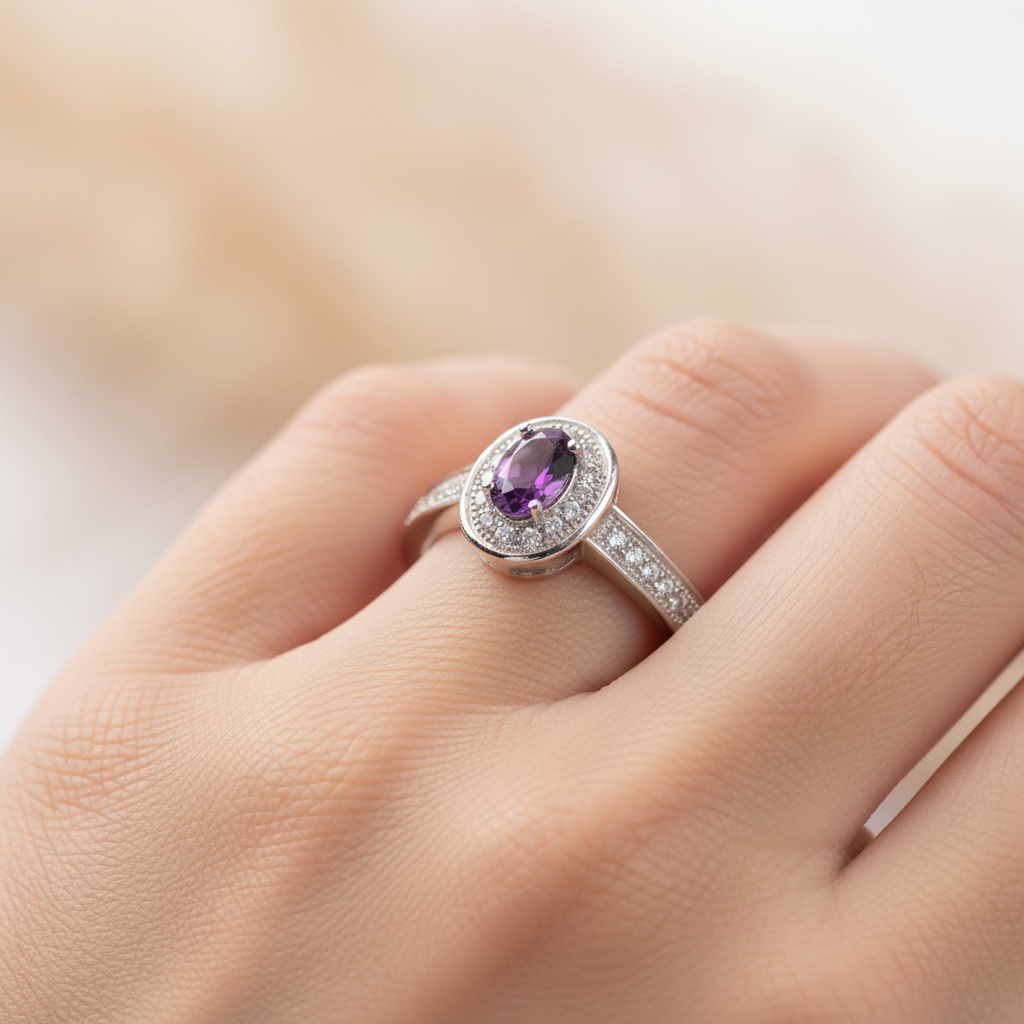 Amethyst Cubic Zirconia Ring