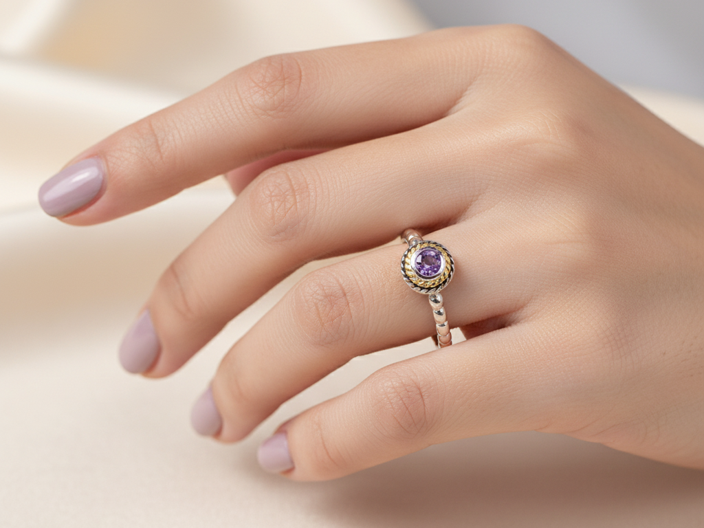Amethyst Cubic Zirconia Ring