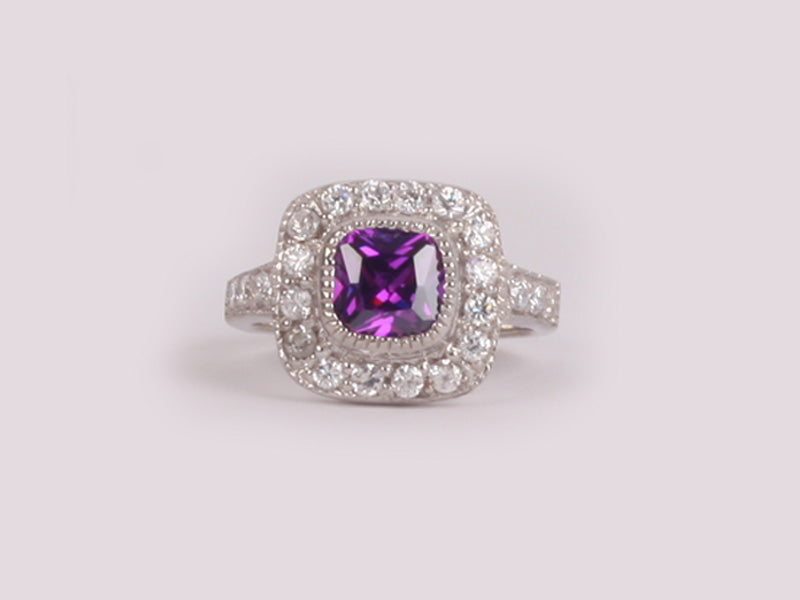 Amethyst Cubic Zirconia Ring