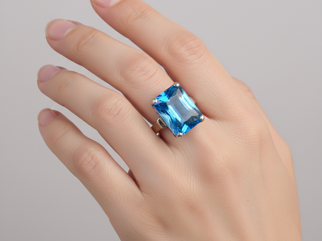 Aquamarine Cubic Zirconia Ring