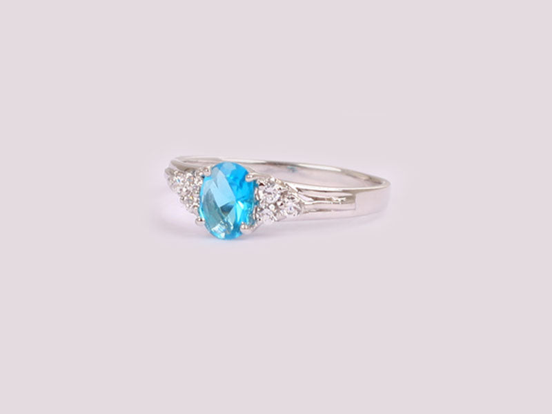 Aquamarine Cubic Zirconia Ring