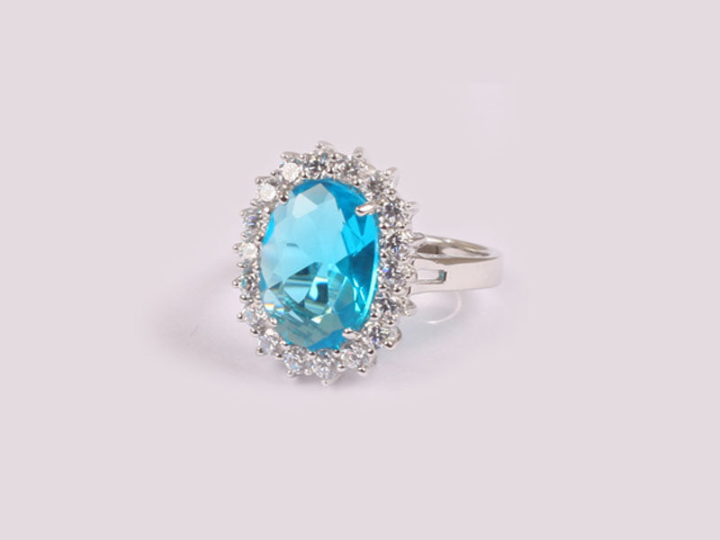 Aquamarine Cubic Zirconia Ring