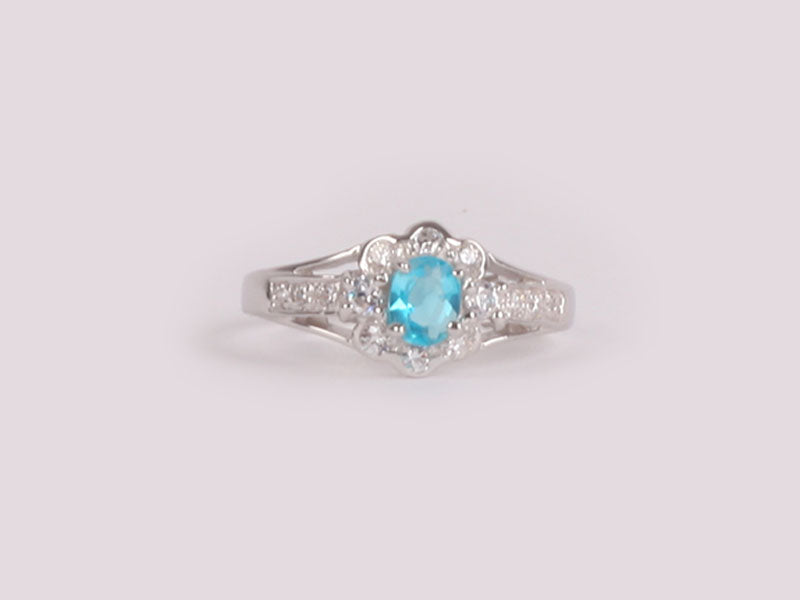 Aquamarine Cubic Zirconia Ring