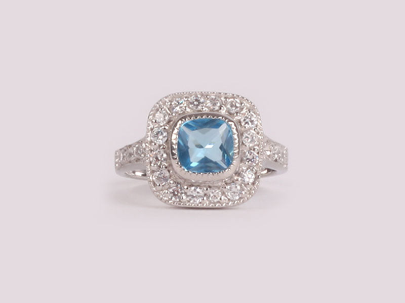 Aquamarine Cubic Zirconia Ring