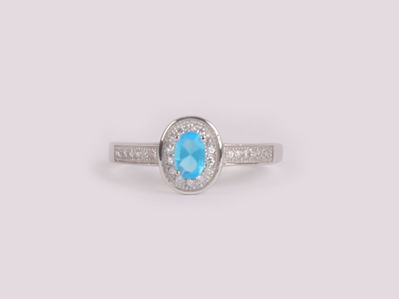 Aquamarine Cubic Zirconia Ring