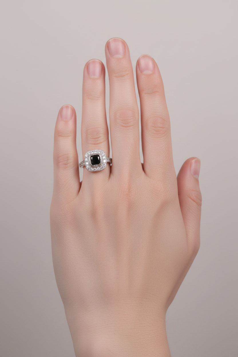 Black Cubic Zirconia Ring