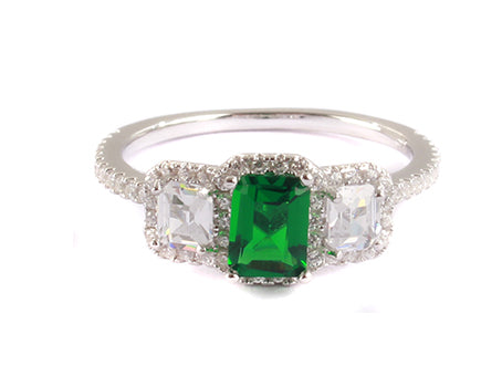 Emerald White Cubic Zirconia Ring.