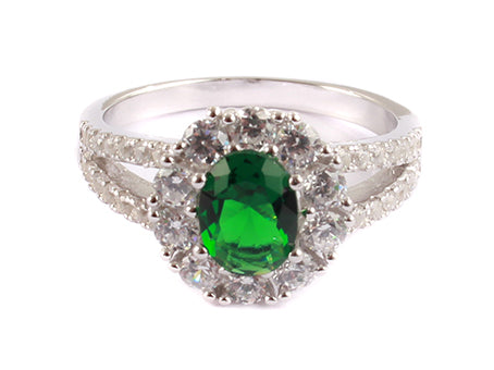 Emerald & White Cubic Zirconia Ring.