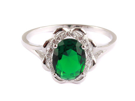 Emerald & White Cubic Zirconia Ring.