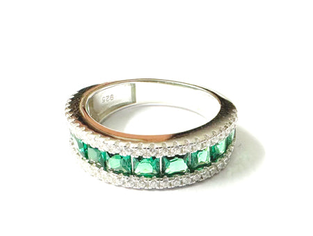 Emerald Cubic Zirconia Silver Ring