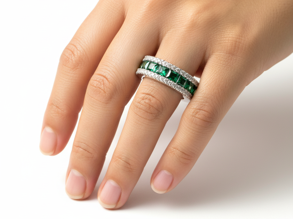 Emerald Cubic Zirconia Silver Ring