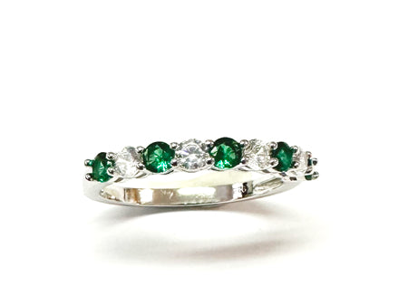 Emerald Cubic Zirconia Silver Ring