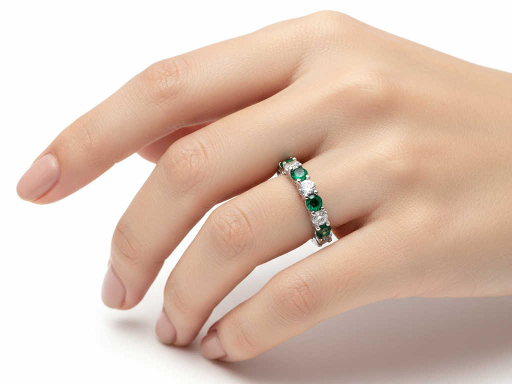 Emerald Cubic Zirconia Silver Ring