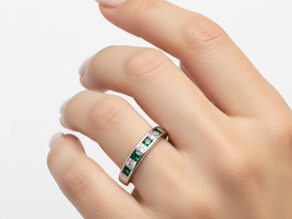 Emerald Cubic Zirconia Silver Ring