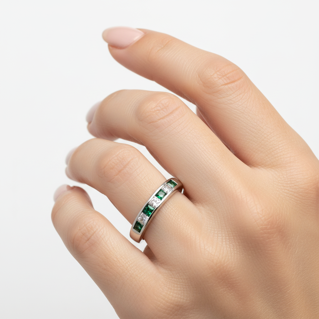 Emerald Cubic Zirconia Silver Ring
