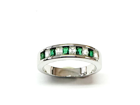 Emerald Cubic Zirconia Silver Ring