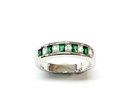 Emerald Cubic Zirconia Silver Ring