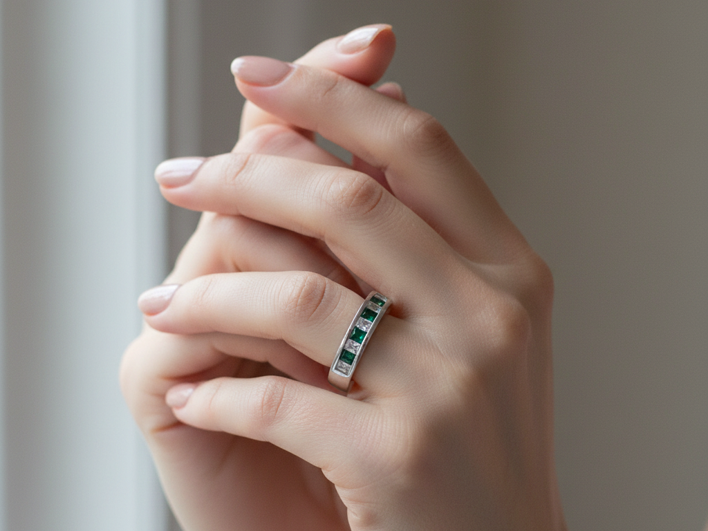 Emerald Cubic Zirconia Silver Ring