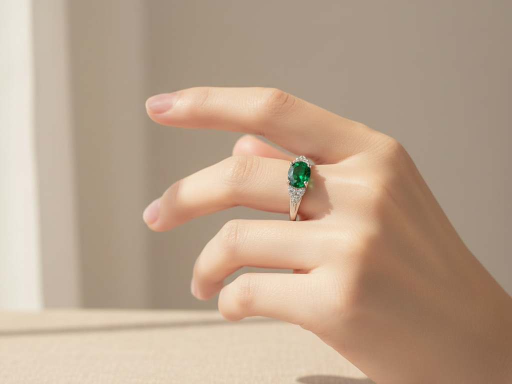 Emerald Cubic Zirconia Ring
