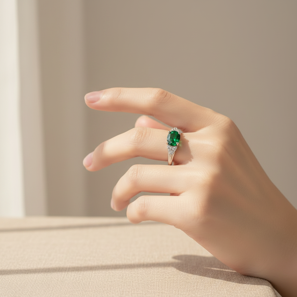 Emerald Cubic Zirconia Ring