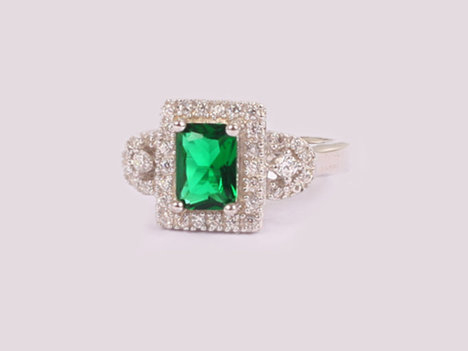Emerald Cubic Zirconia Ring
