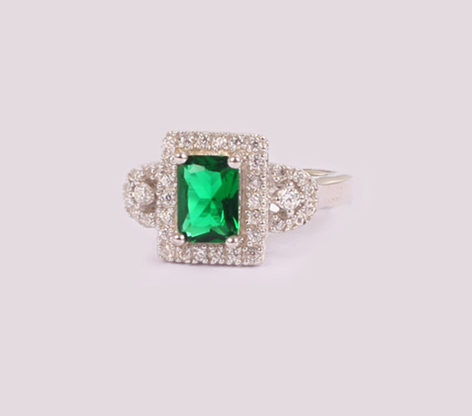 Emerald Cubic Zirconia Ring