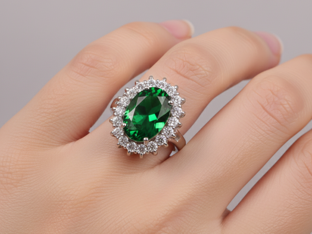 Emerald Cubic Zirconia Ring