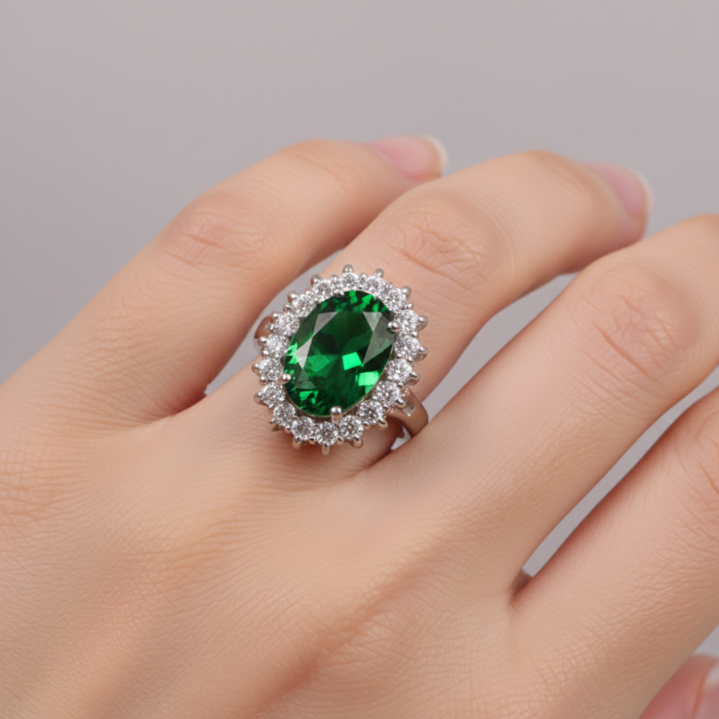 Emerald Cubic Zirconia Ring