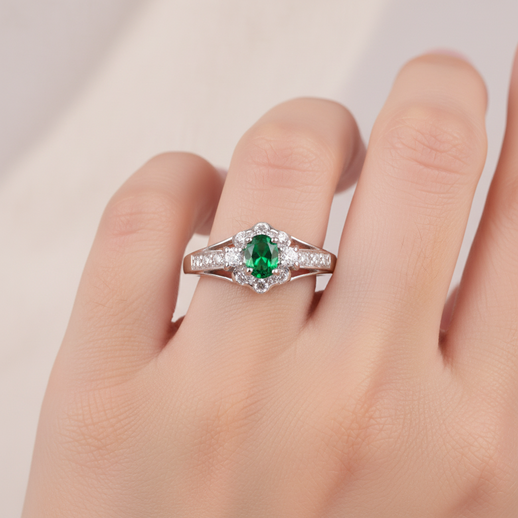 Emerald Cubic Zirconia Ring