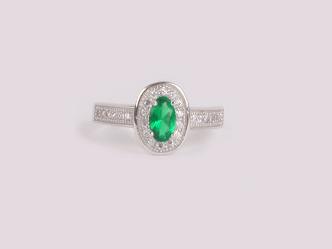 Emerald Cubic Zirconia Ring