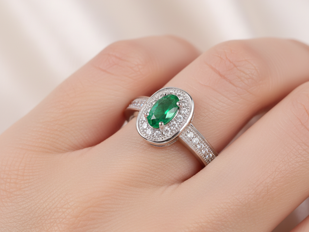 Emerald Cubic Zirconia Ring