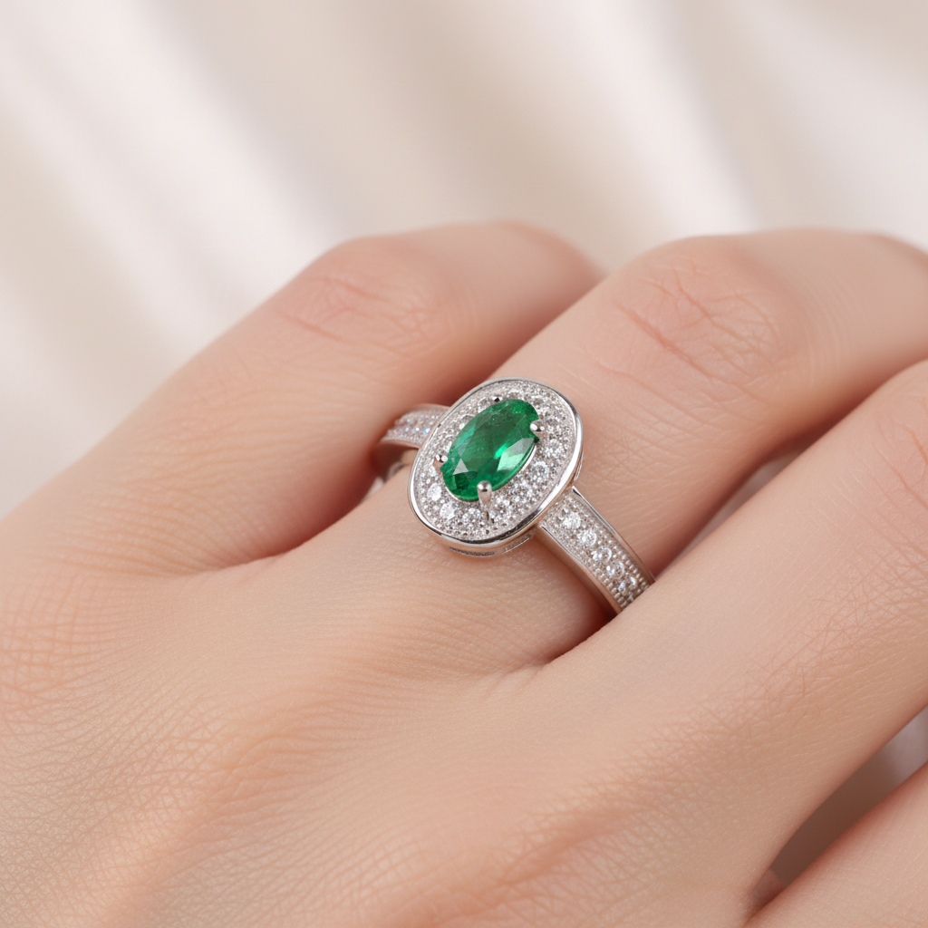 Emerald Cubic Zirconia Ring