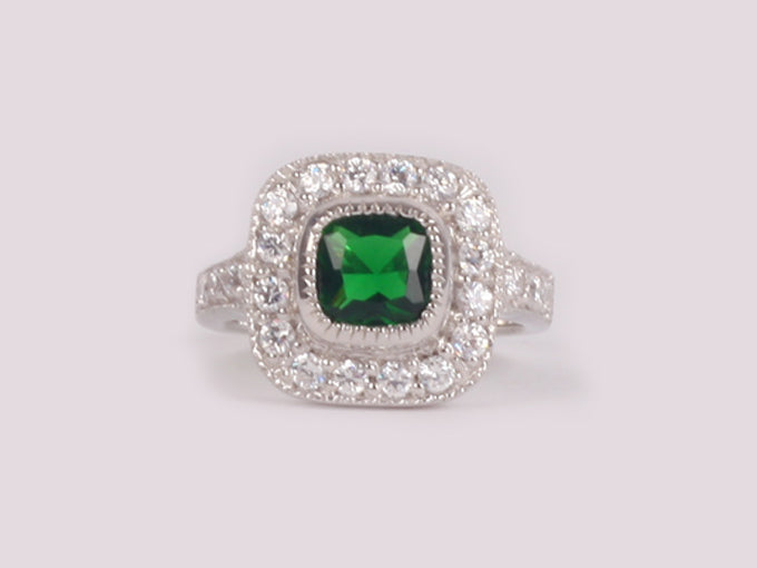 Emerald Cubic Zirconia Ring