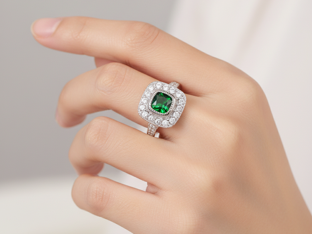 Emerald Cubic Zirconia Ring
