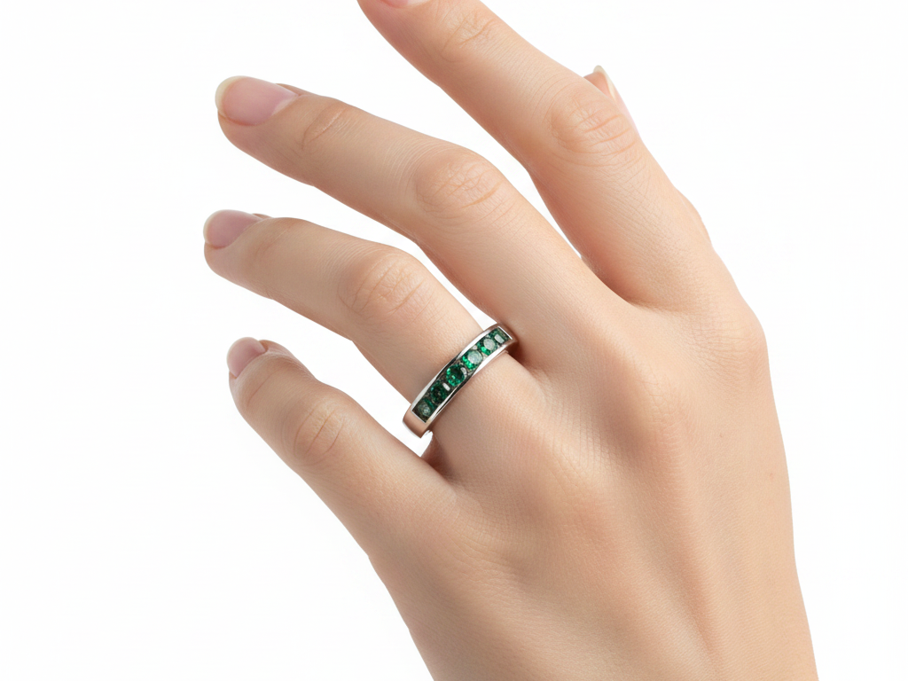 Emerald Cubic Zirconia Silver Ring